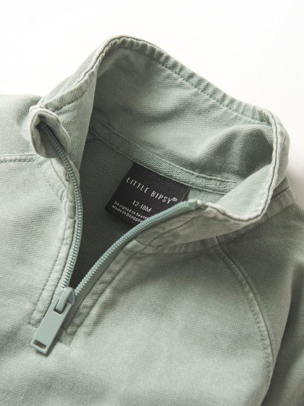 Cotton Quarter Zip Pullover - Basil Wash - Image 6