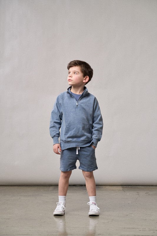 Cotton Quarter Zip Pullover - Navy Wash - Image 3