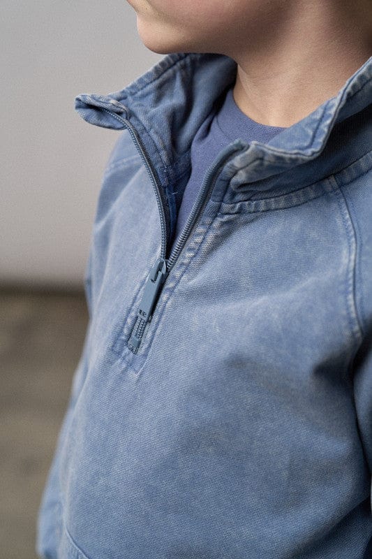 Cotton Quarter Zip Pullover - Navy Wash - Image 5