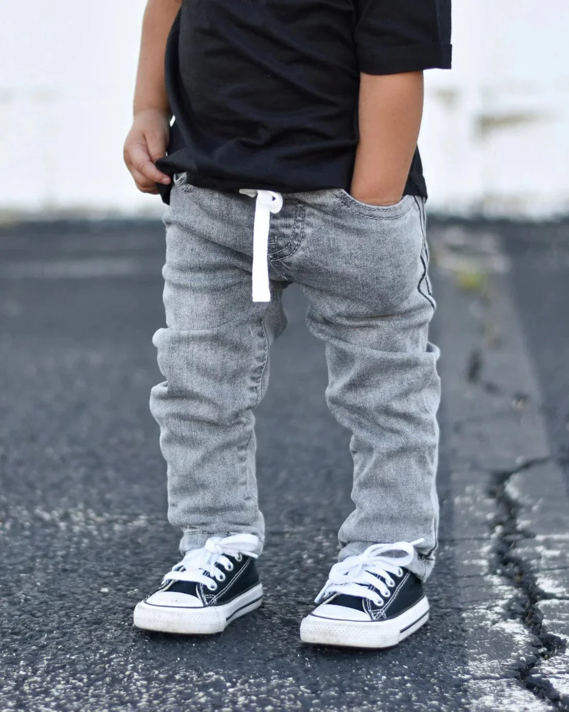 Kids Cotton Grey Wash Denim Jeans - Image 2