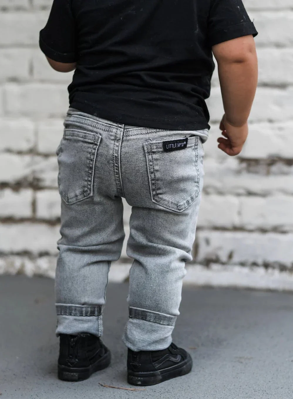 Kids Cotton Grey Wash Denim Jeans - Image 5