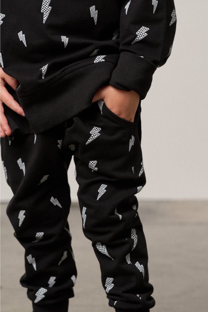 Kids Lightning Bolt Jogger - Black - Image 2