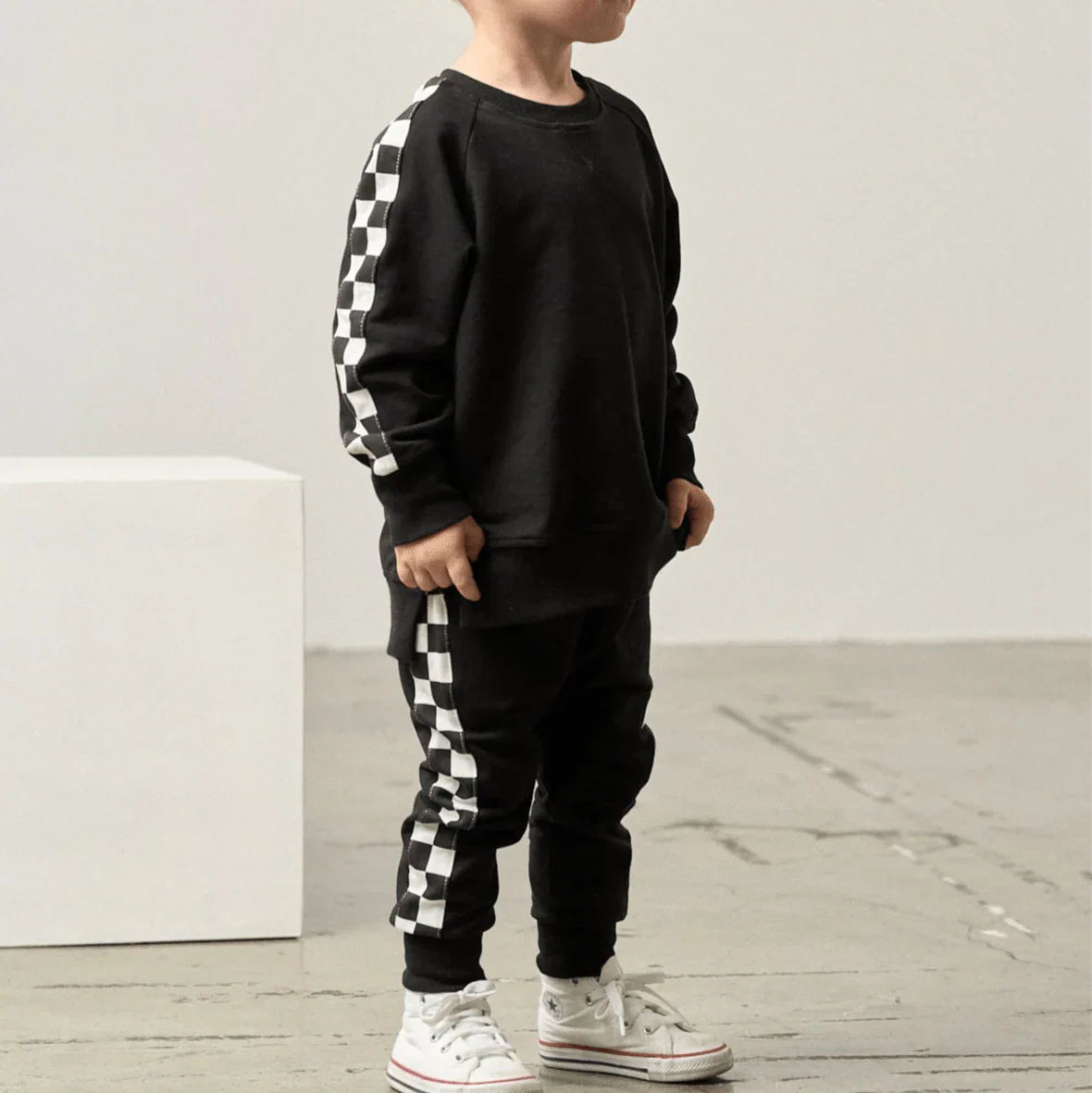 Stripe Checkered Jogger - Black - Image 2