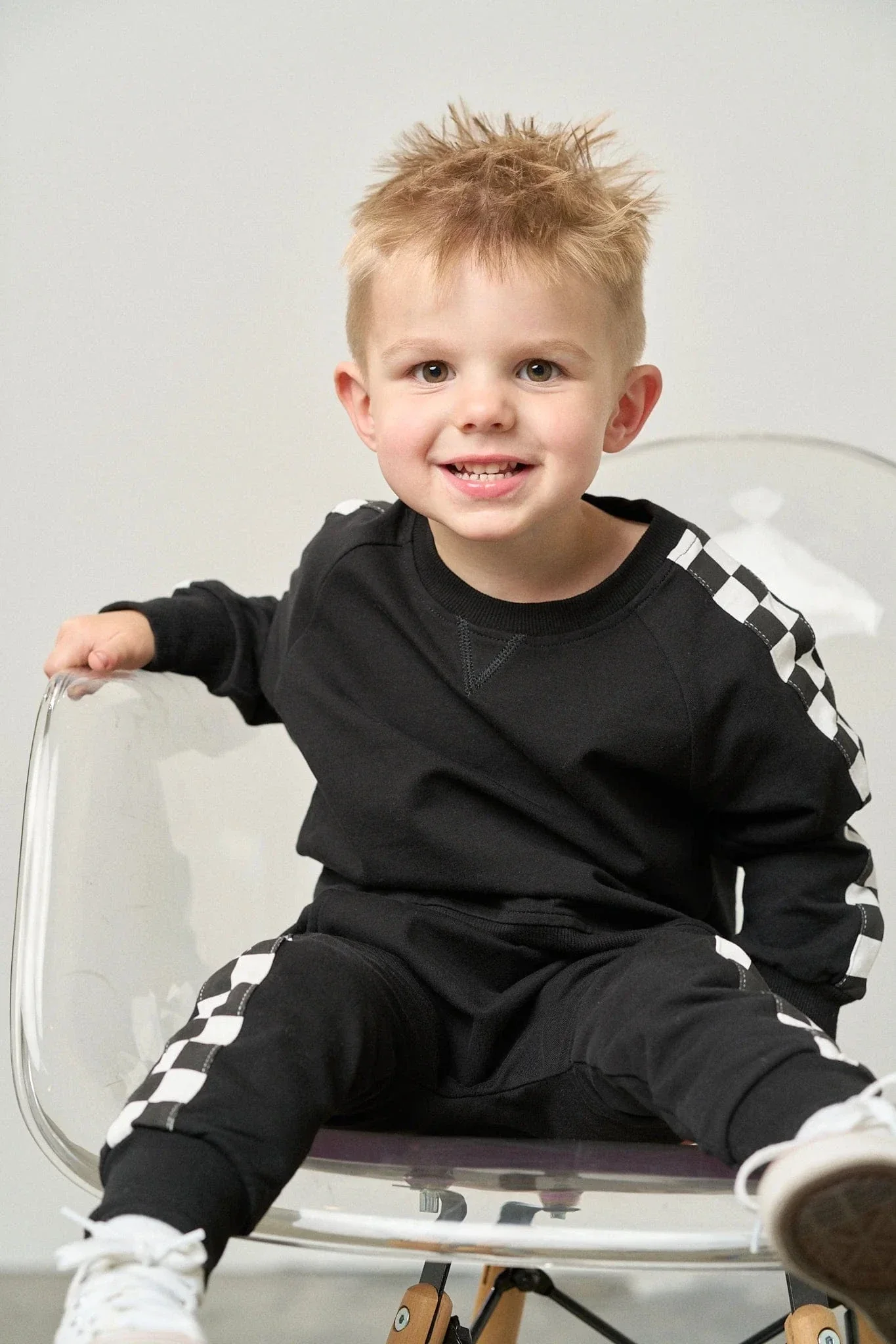 Stripe Checkered Pullover - Black - Image 3