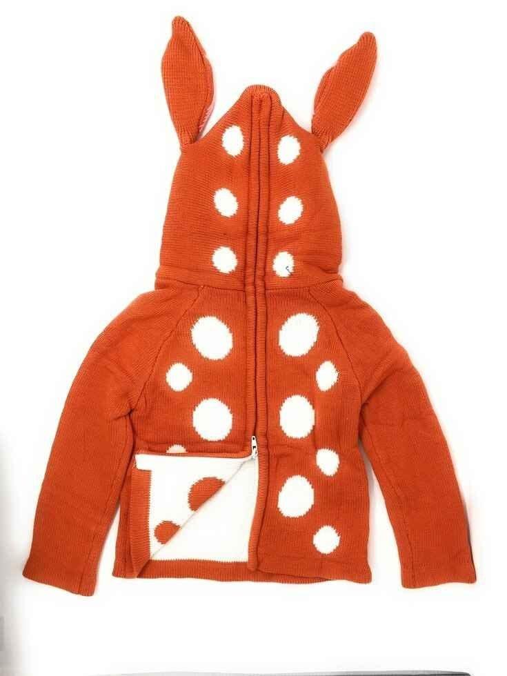 Little Deer Hooded Sweater with Ears - Orange - Image 2