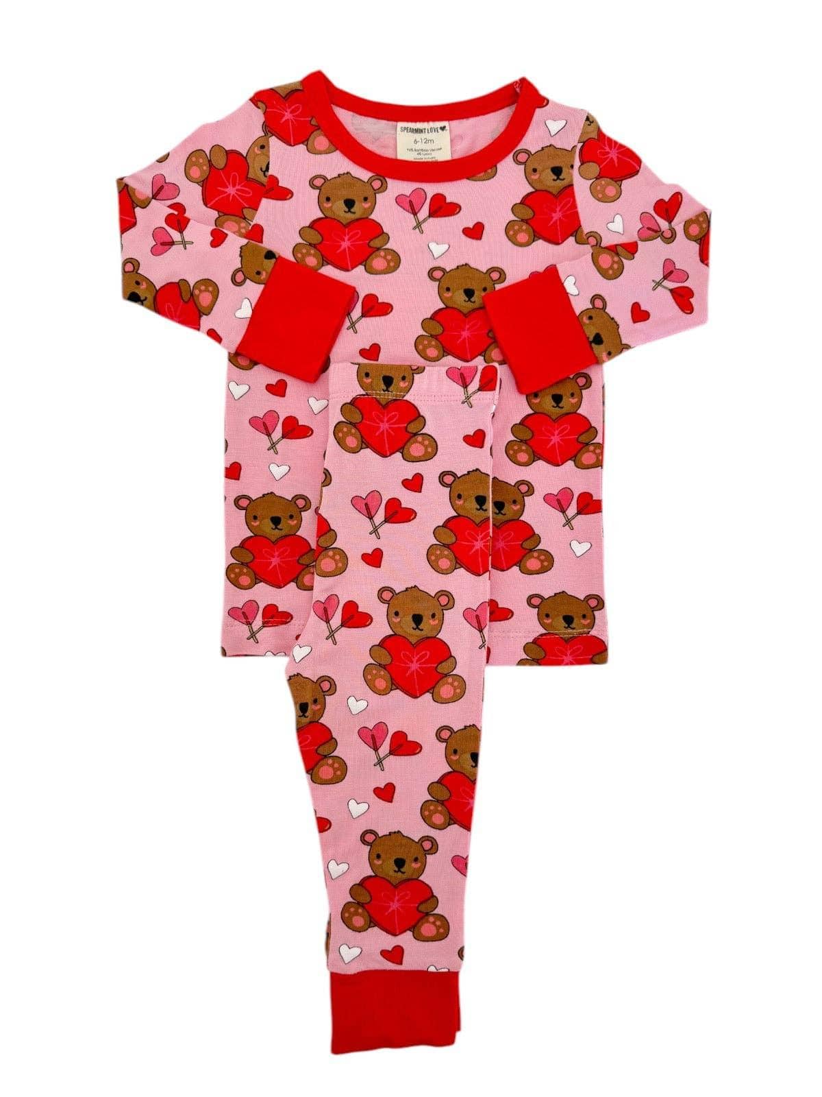 Bamboo Long Sleeve 2-Piece Pajama Set - Valentine Bear Pink - Image 2