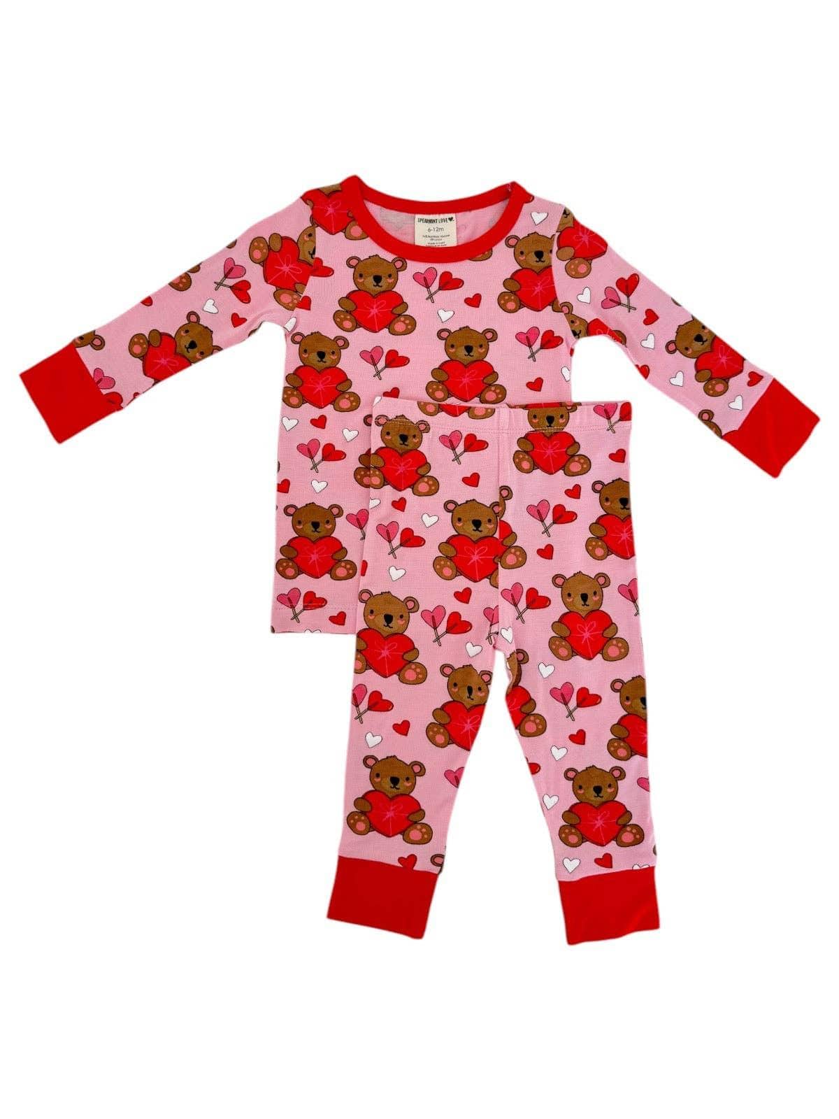 Bamboo Long Sleeve 2-Piece Pajama Set - Valentine Bear Pink - Image 3