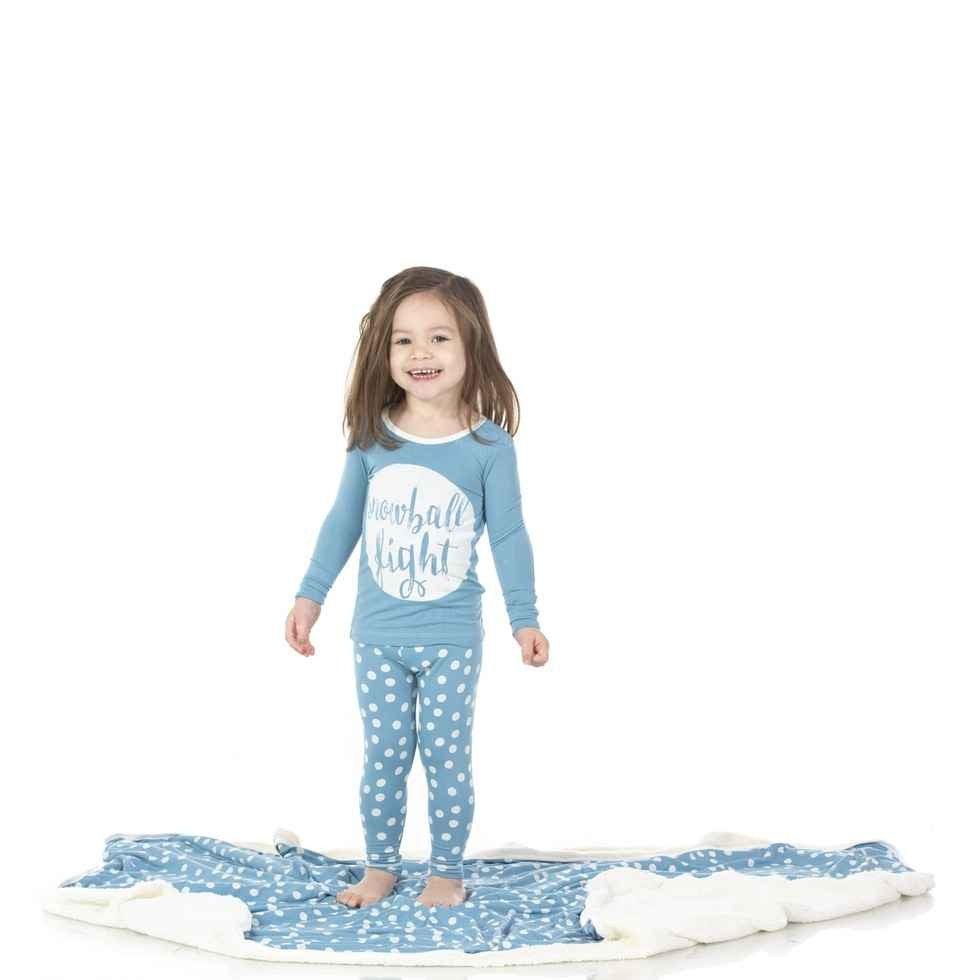 Bamboo Long Sleeve Graphic Tee Pajama Set - Blue Moon Snowballs - Image 3