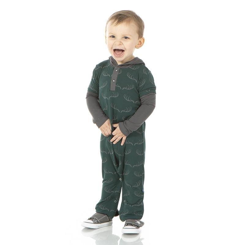 Bamboo Long Sleeve Hoodie Romper - Pine Deer Rack - Image 3