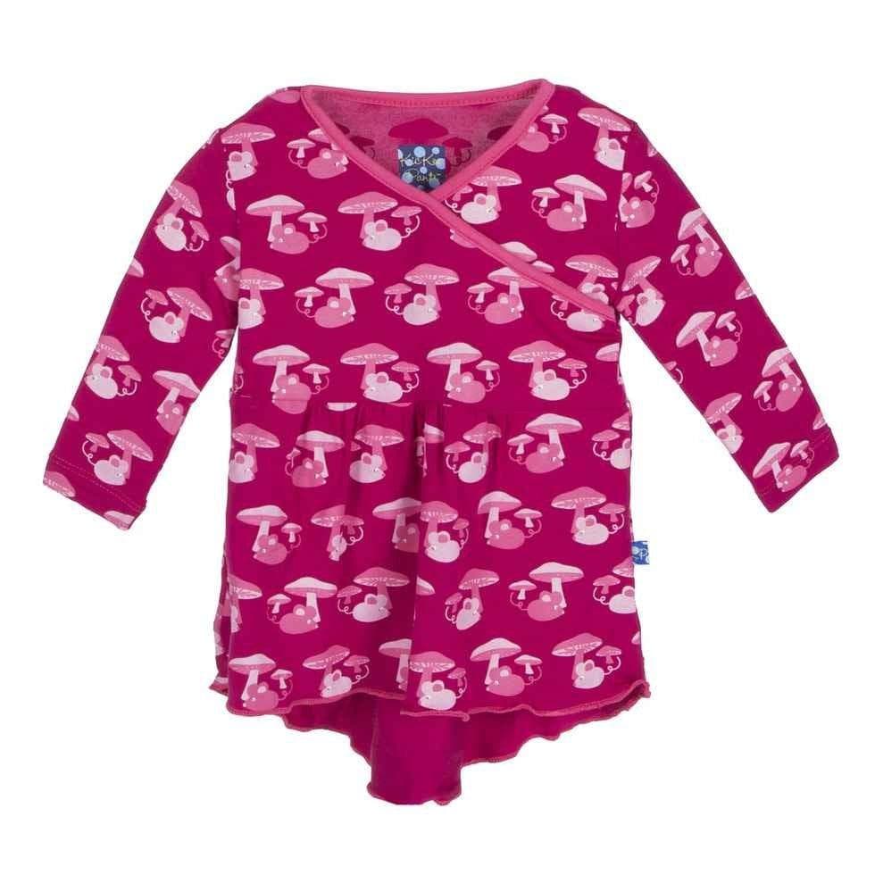 Bamboo Long Sleeve Kimono Hi Lo Tee, Rhododendron Field Mouse