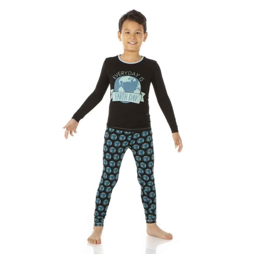Print Bamboo Long Sleeve Pajama Set - Midnight Environmental Protection - Image 2