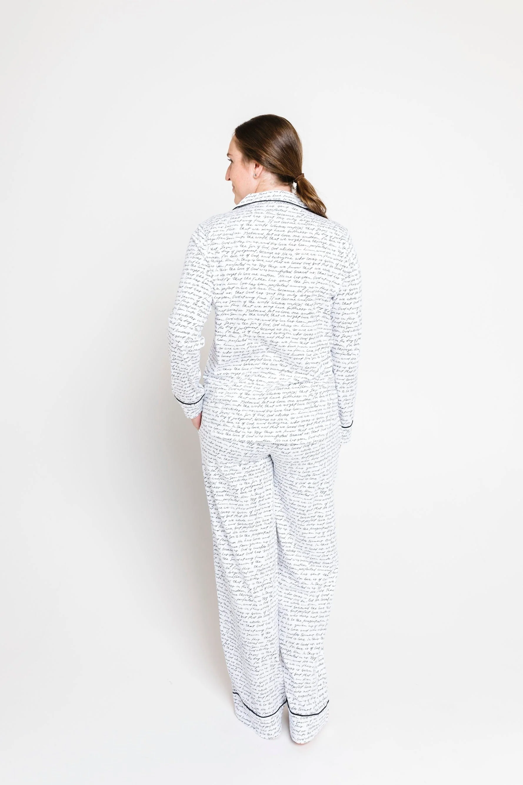 Love One Another Cotton Womens PJ Notch Collar Set - Image 3