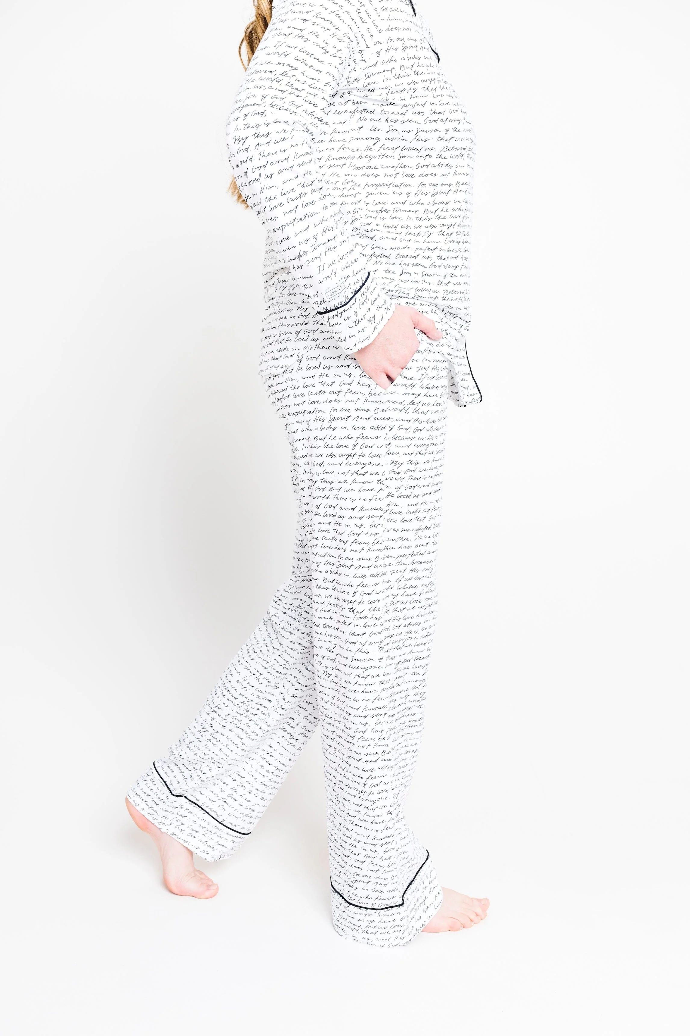Love One Another Cotton Womens PJ Notch Collar Set - Image 5