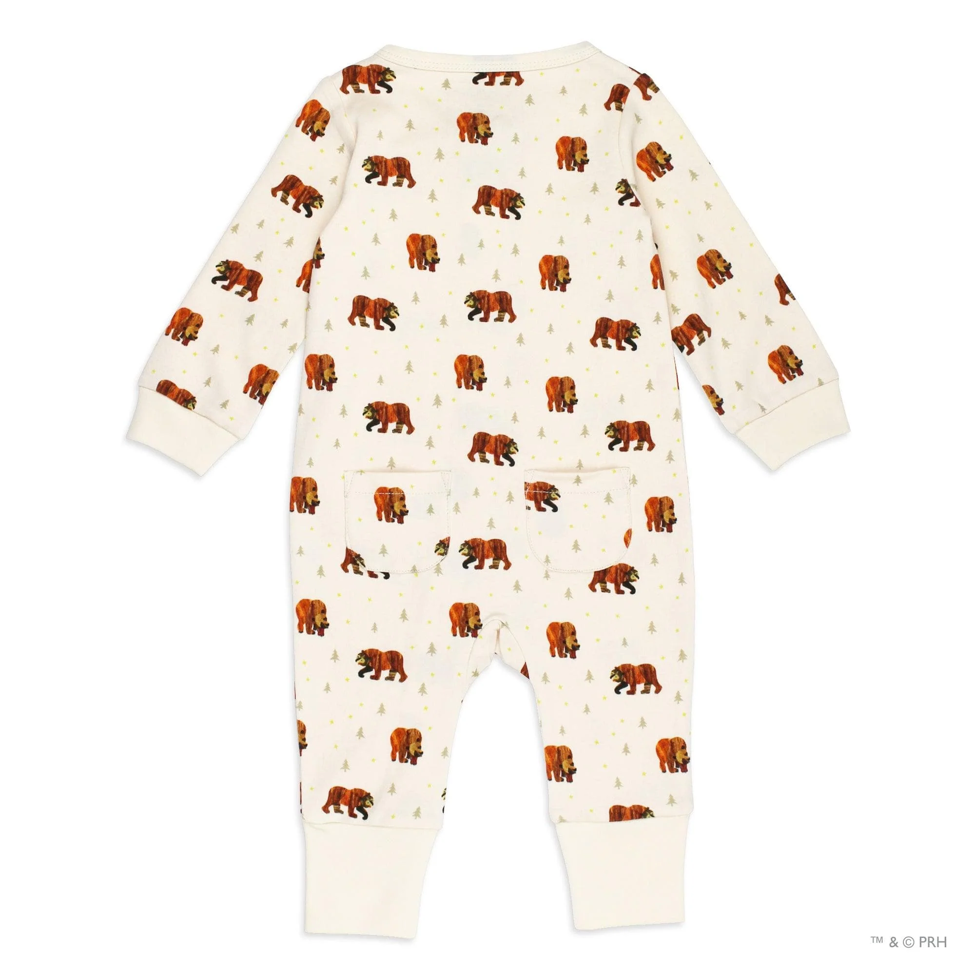 Footless Romper with 2-Way Zipper - Brown Bear - Image 4