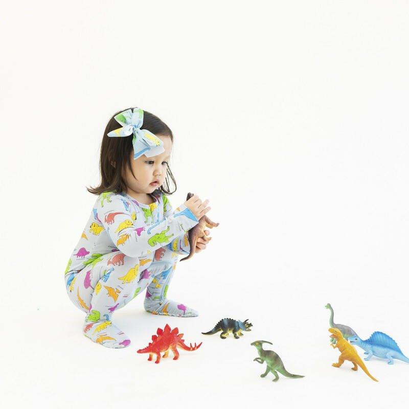 Bamboo Footie with Zipper - Neon Dinos - Image 3