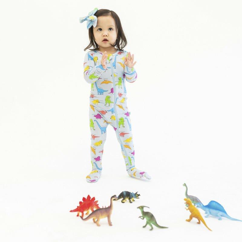 Bamboo Footie with Zipper - Neon Dinos - Image 4