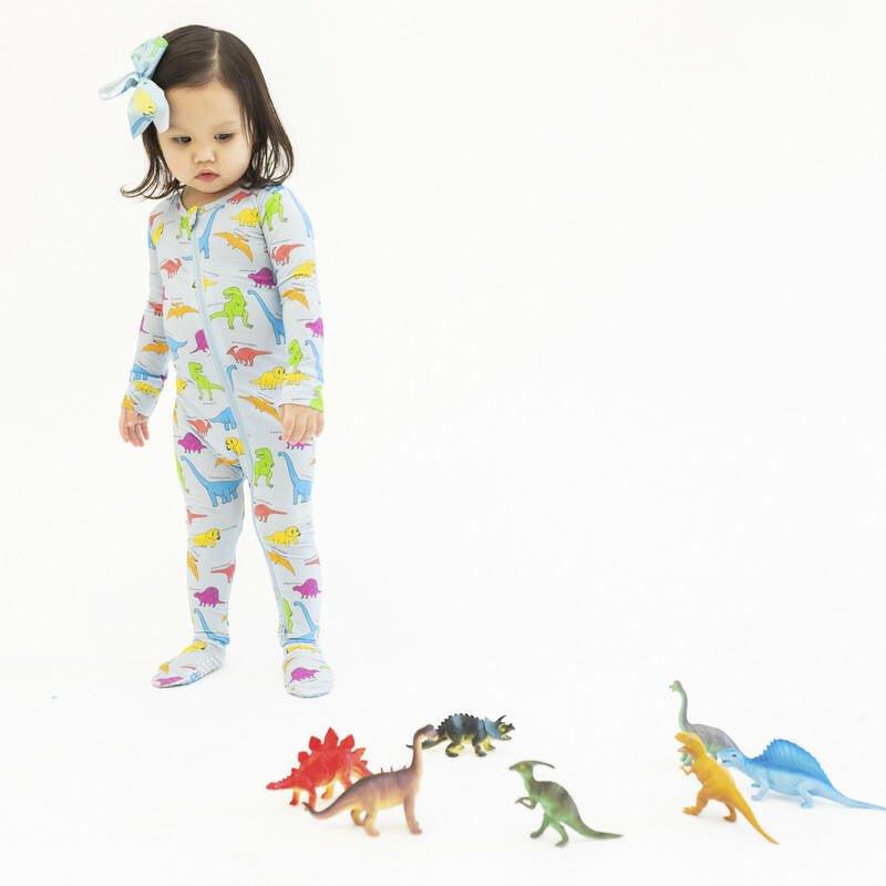 Bamboo Footie with Zipper - Neon Dinos - Image 6