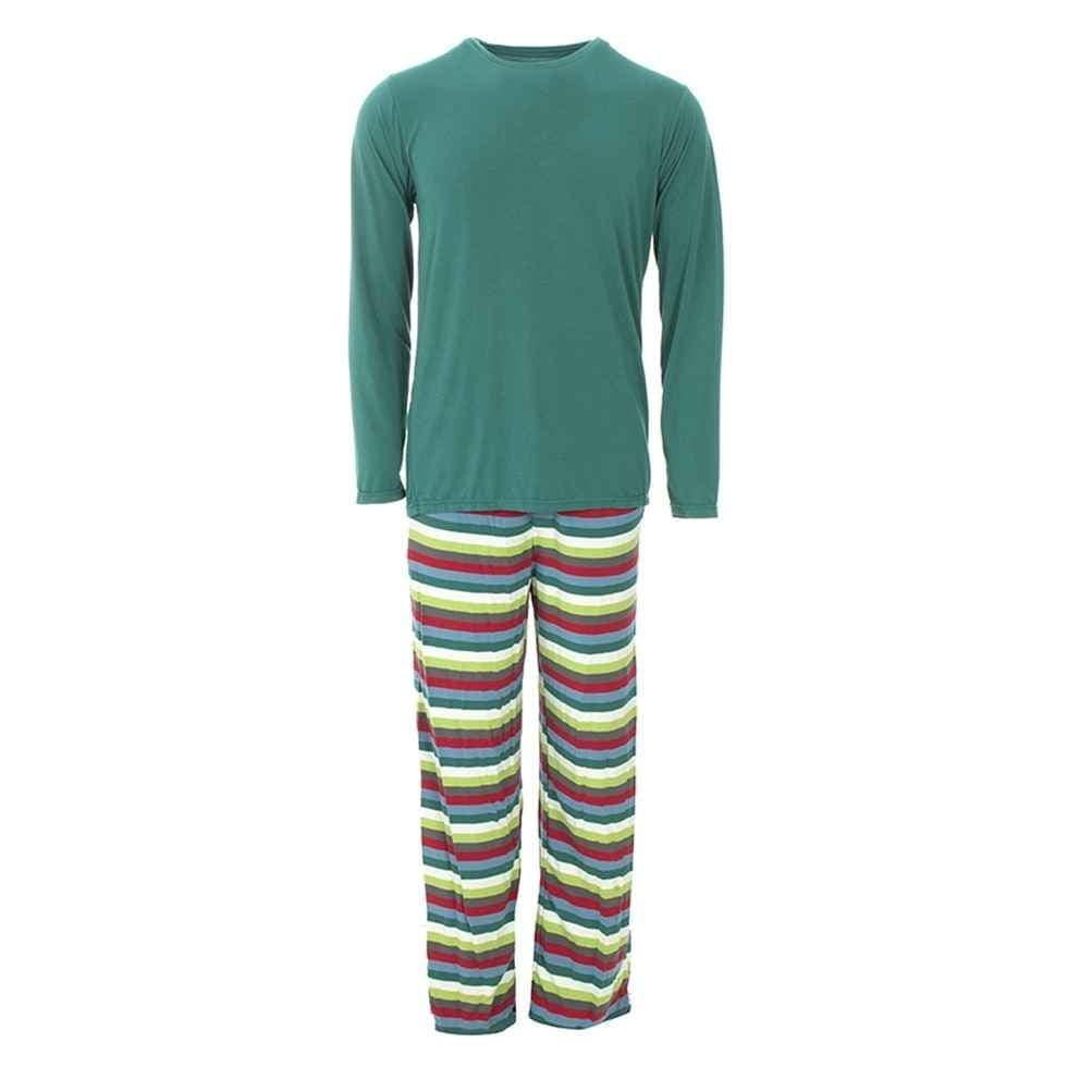 Men's Print Bamboo Long Sleeve Pajama Set - 2020 Multi Stripe