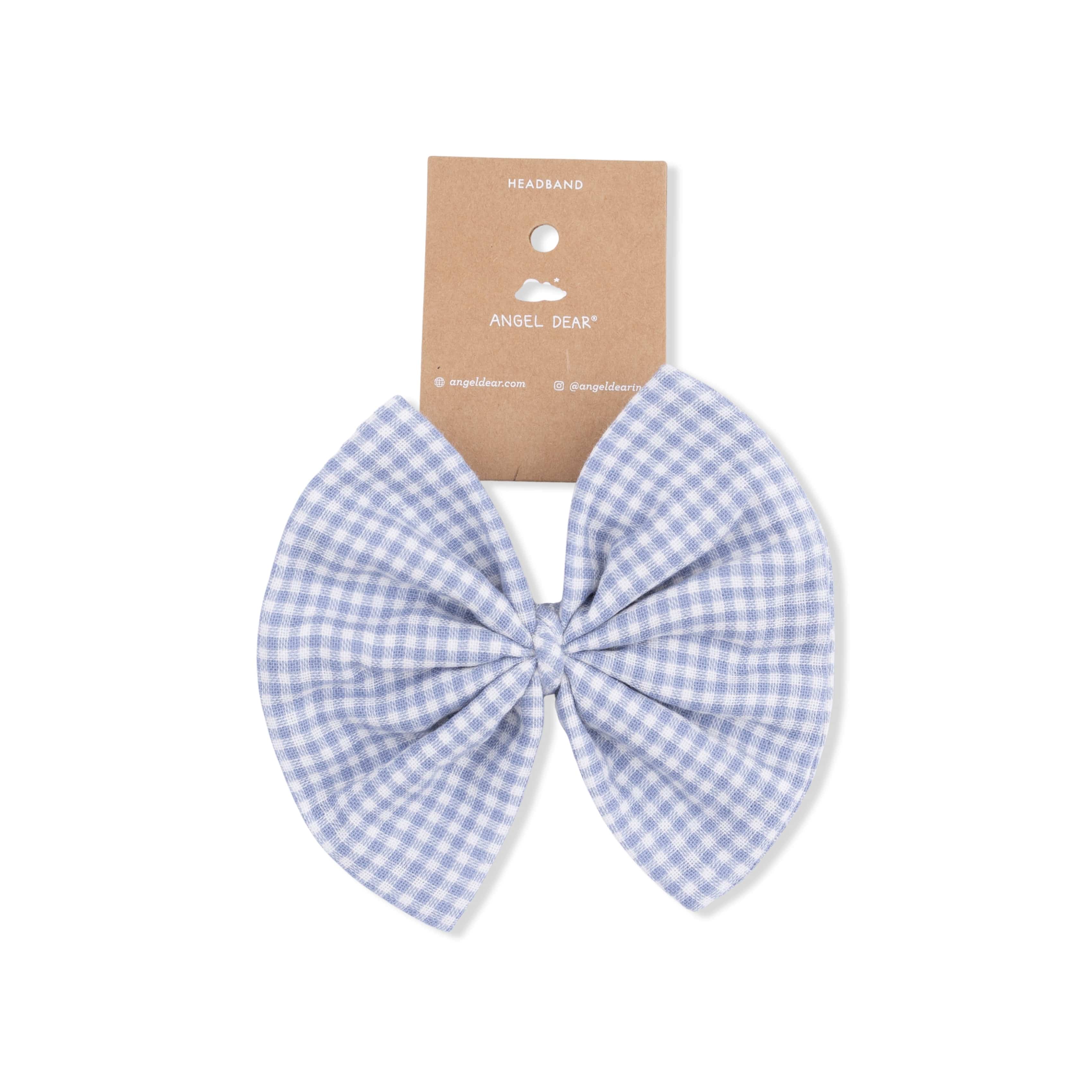Bow on Headband - Micro Gingham Blue Blizzard - Image 4