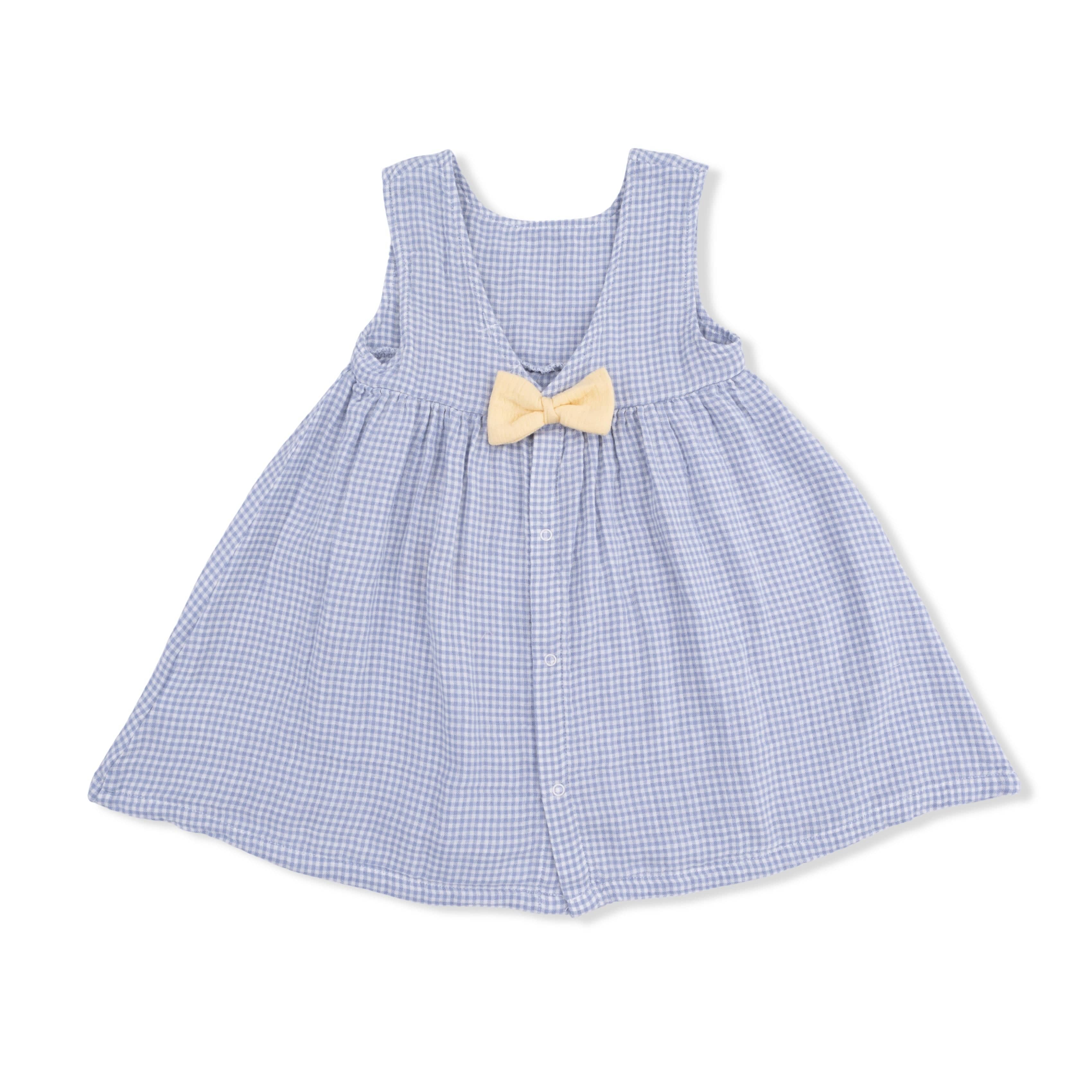 Dress with Bow and Bloomer - Micro Gingham Blue Blizzard - Image 3