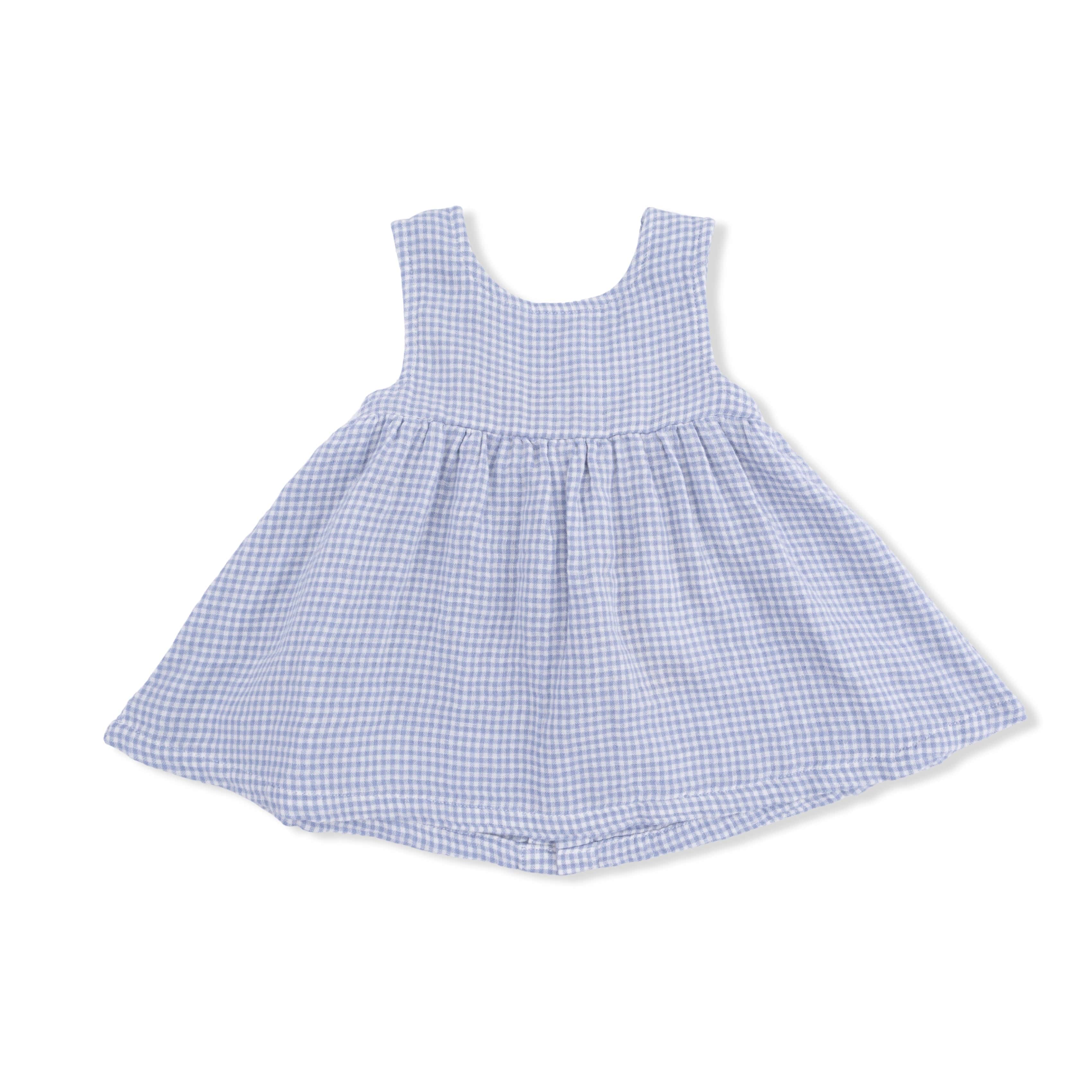 Infant Dress with Bow and Bloomer - Micro Gingham Blue Blizzard - Image 3