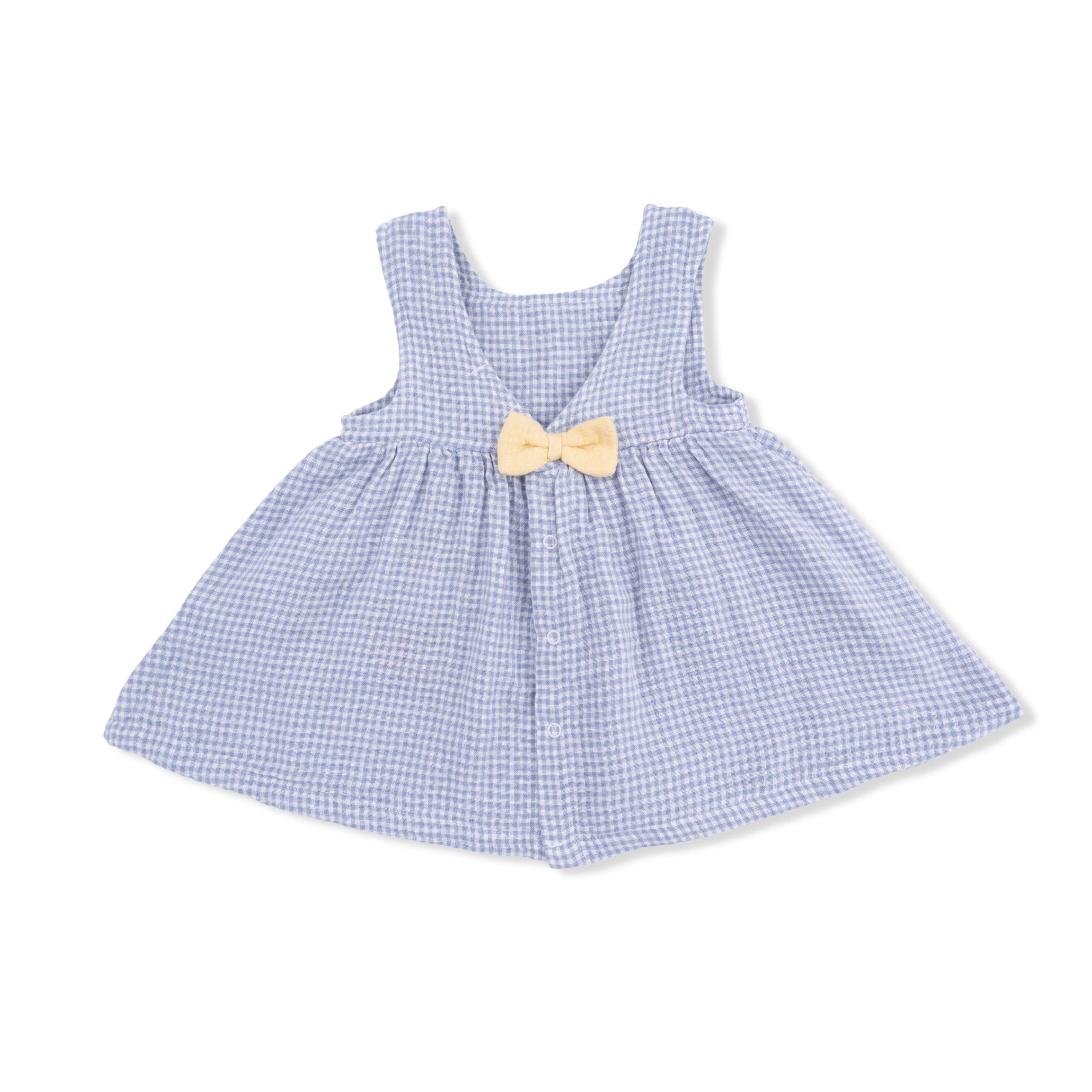 Infant Dress with Bow and Bloomer - Micro Gingham Blue Blizzard - Image 4