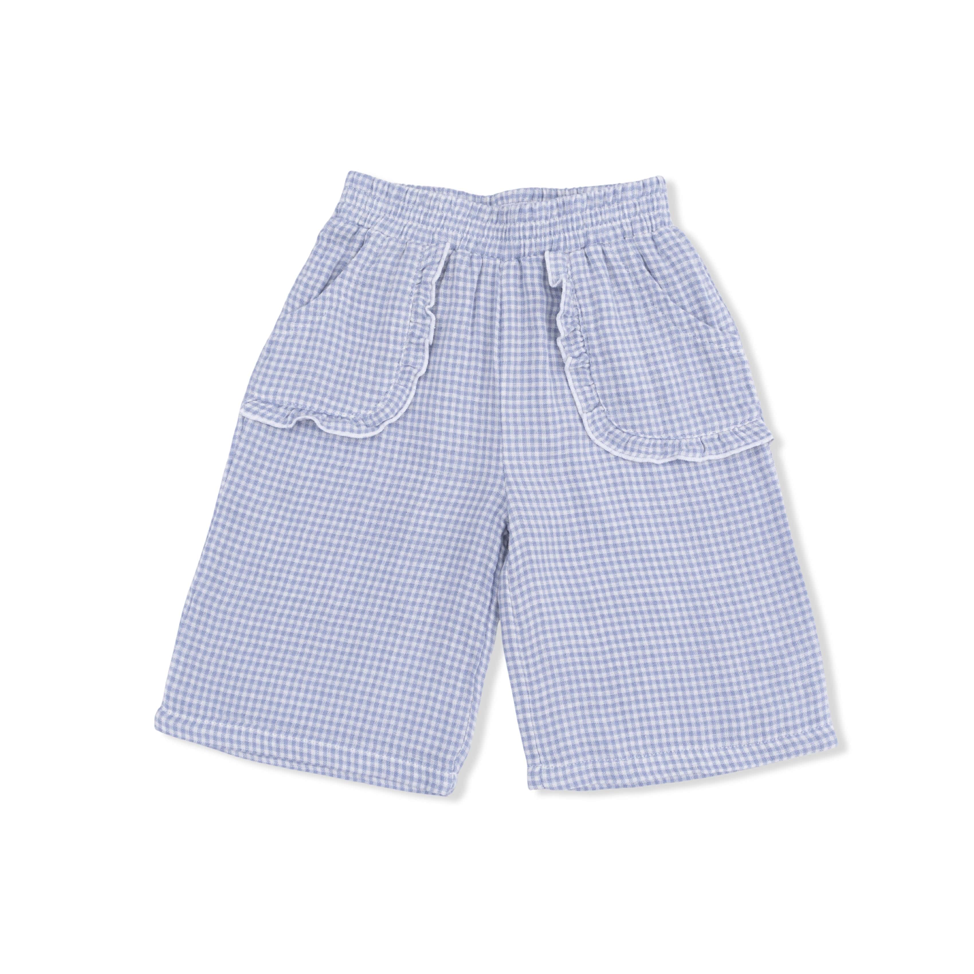 Peplum Tank with Wide Leg Pant - Micro Gingham Blue Blizzard - Image 5