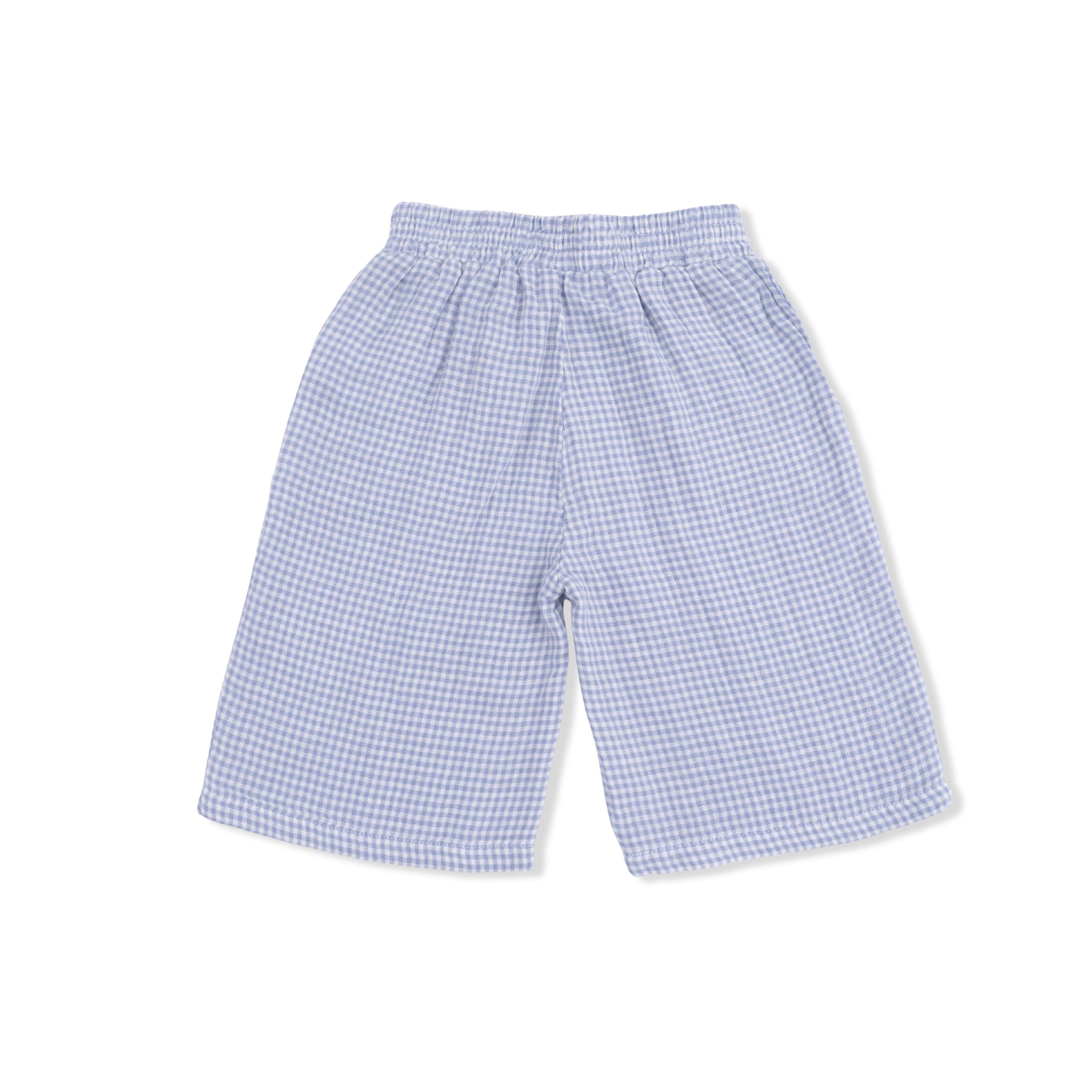Peplum Tank with Wide Leg Pant - Micro Gingham Blue Blizzard - Image 6