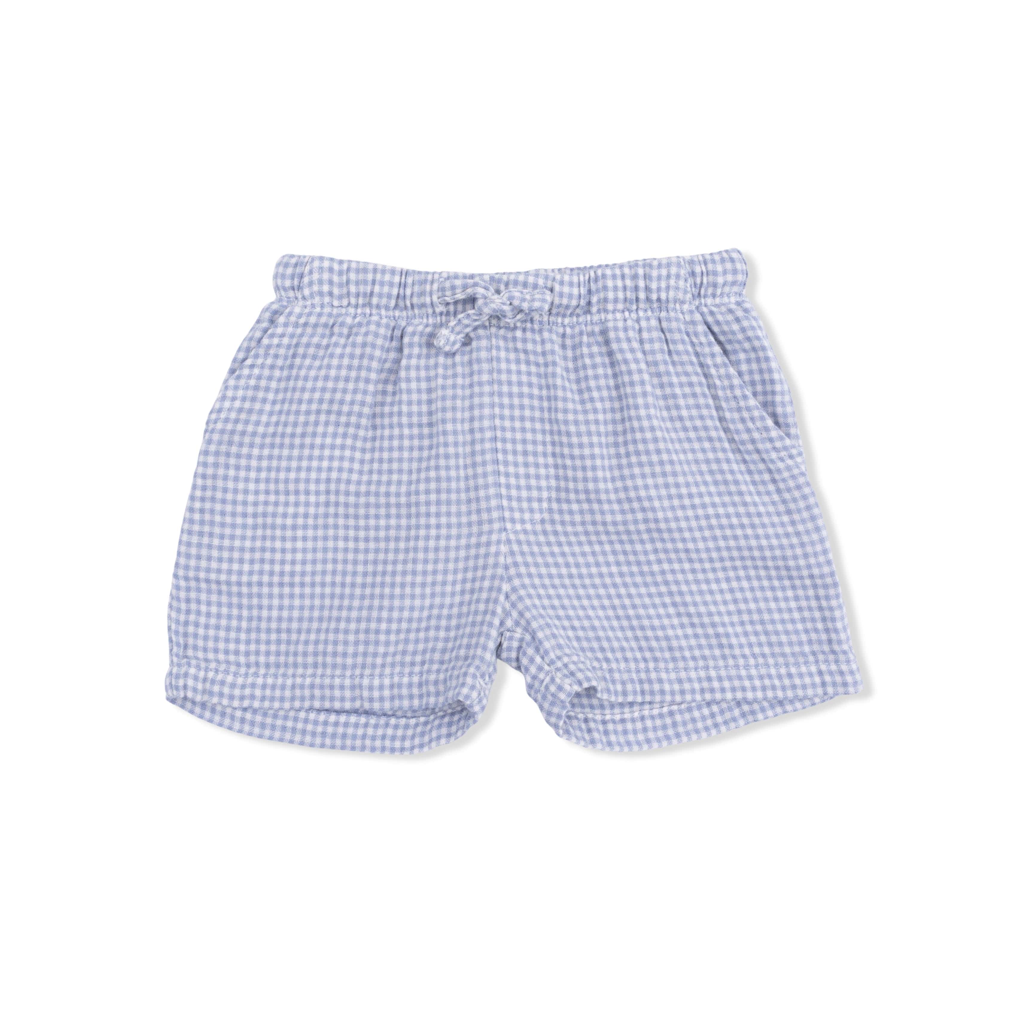 Polo Button Up with Casual Short - Micro Gingham Blue Blizzard - Image 5