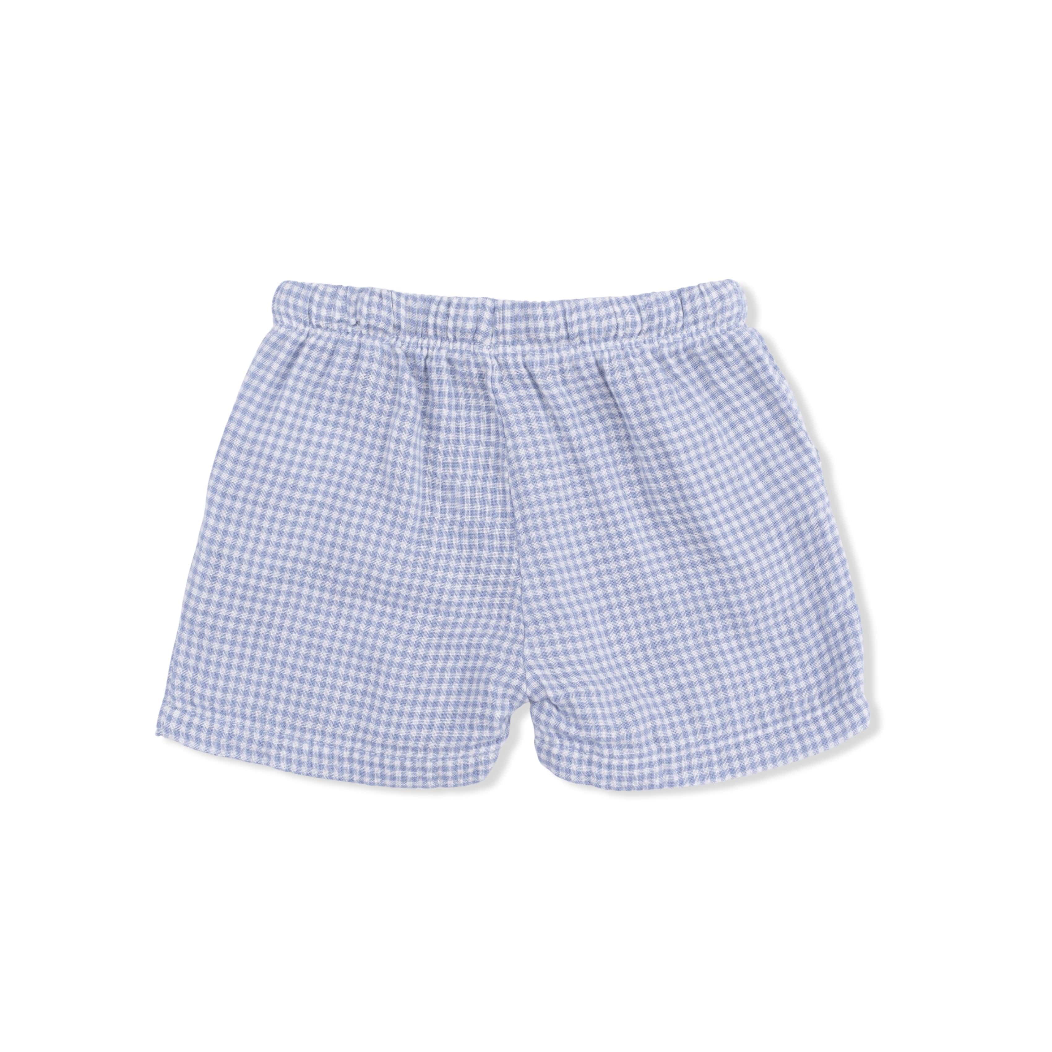 Polo Button Up with Casual Short - Micro Gingham Blue Blizzard - Image 6