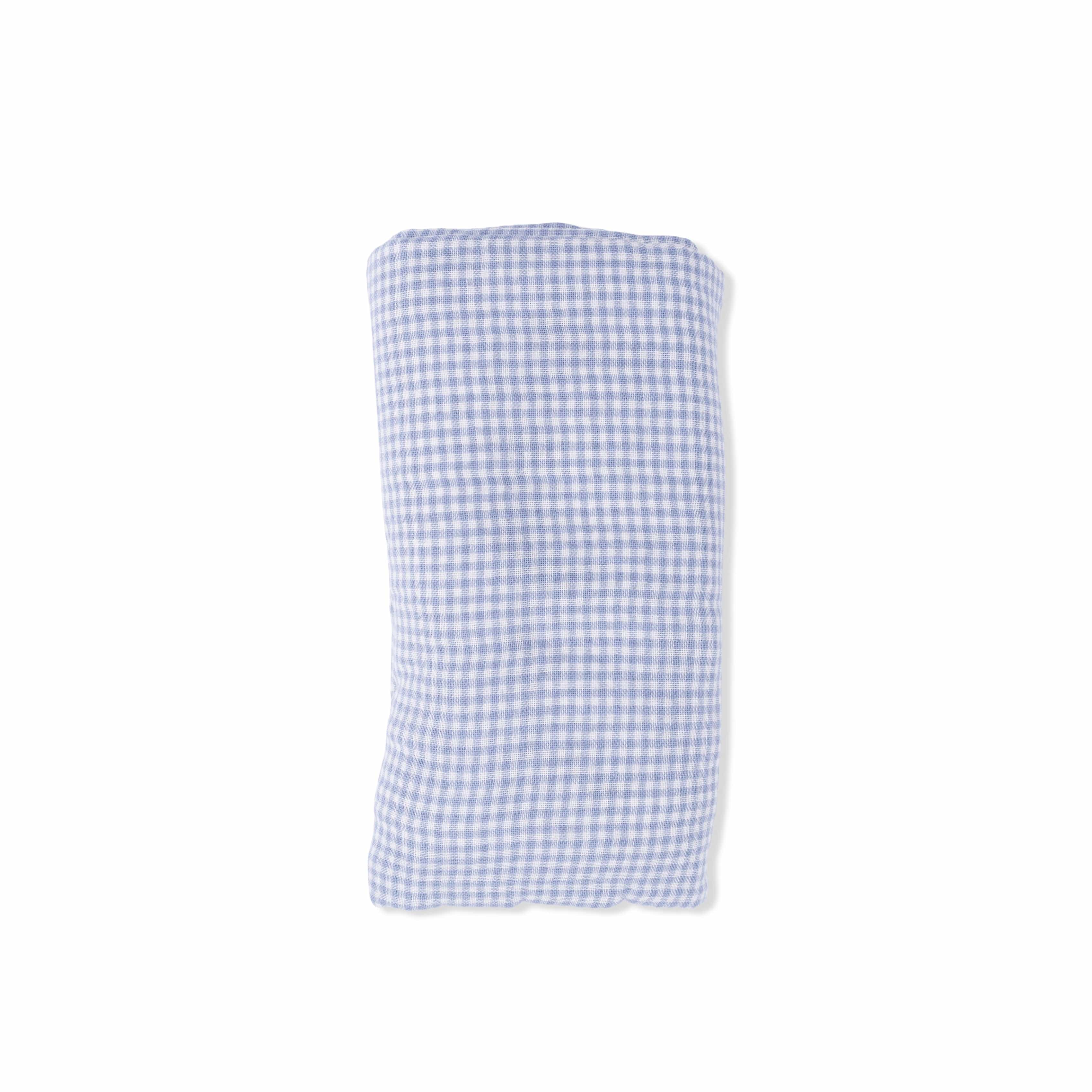 Swaddle Blanket - Micro Gingham Blue Blizzard - Image 3