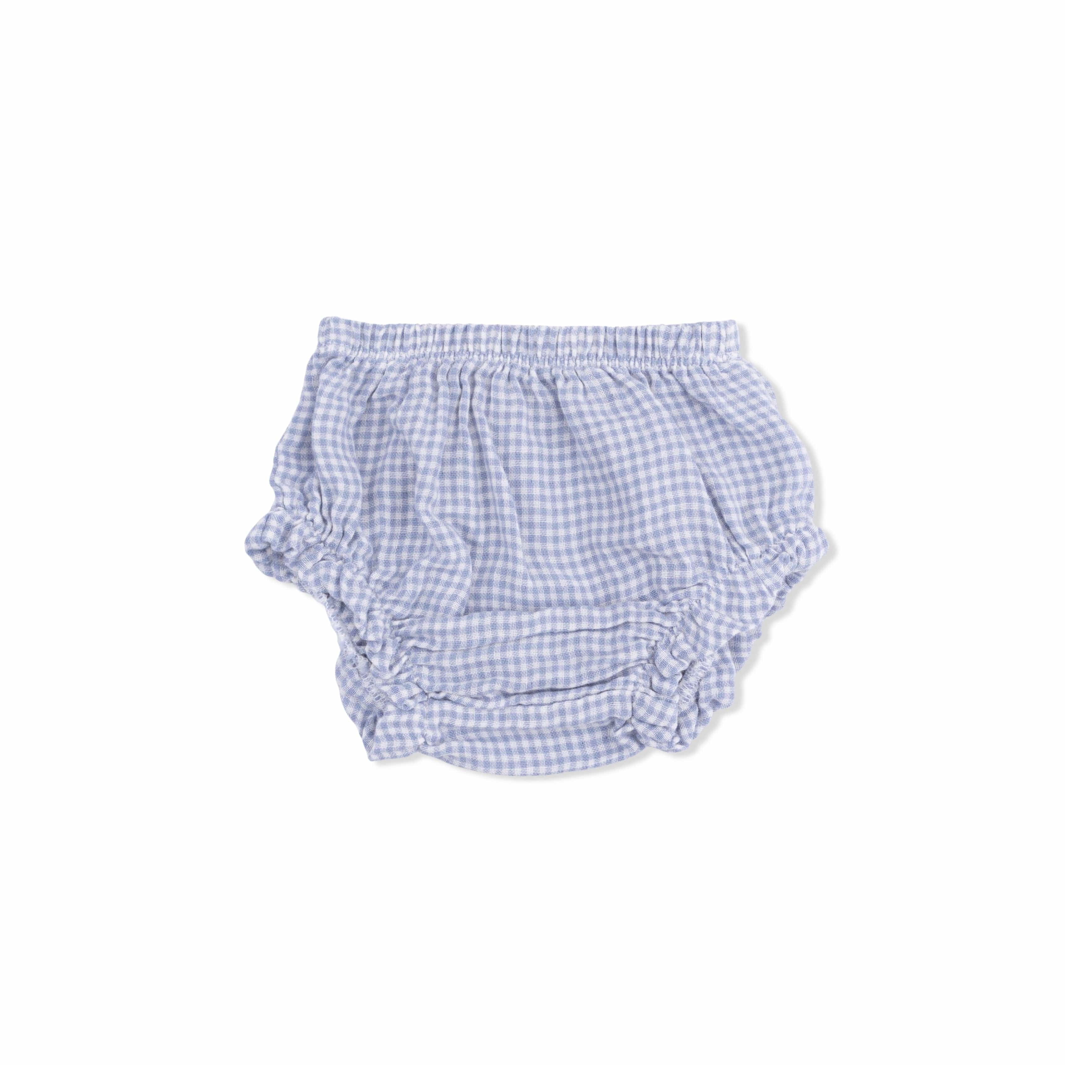 Top with Bows and Ruffle Leg Bloomer - Micro Gingham Blue Blizzard - Image 5