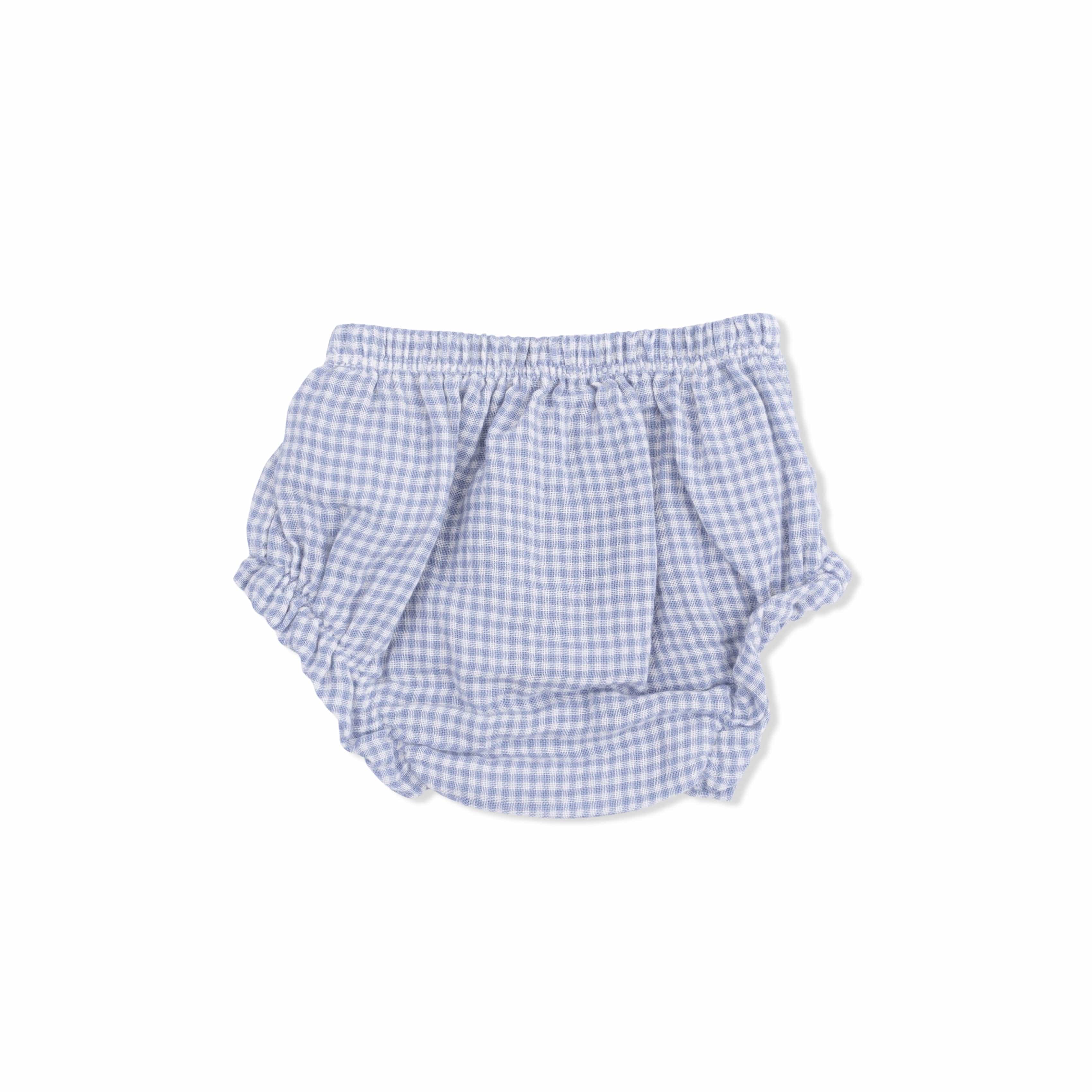 Top with Bows and Ruffle Leg Bloomer - Micro Gingham Blue Blizzard - Image 6