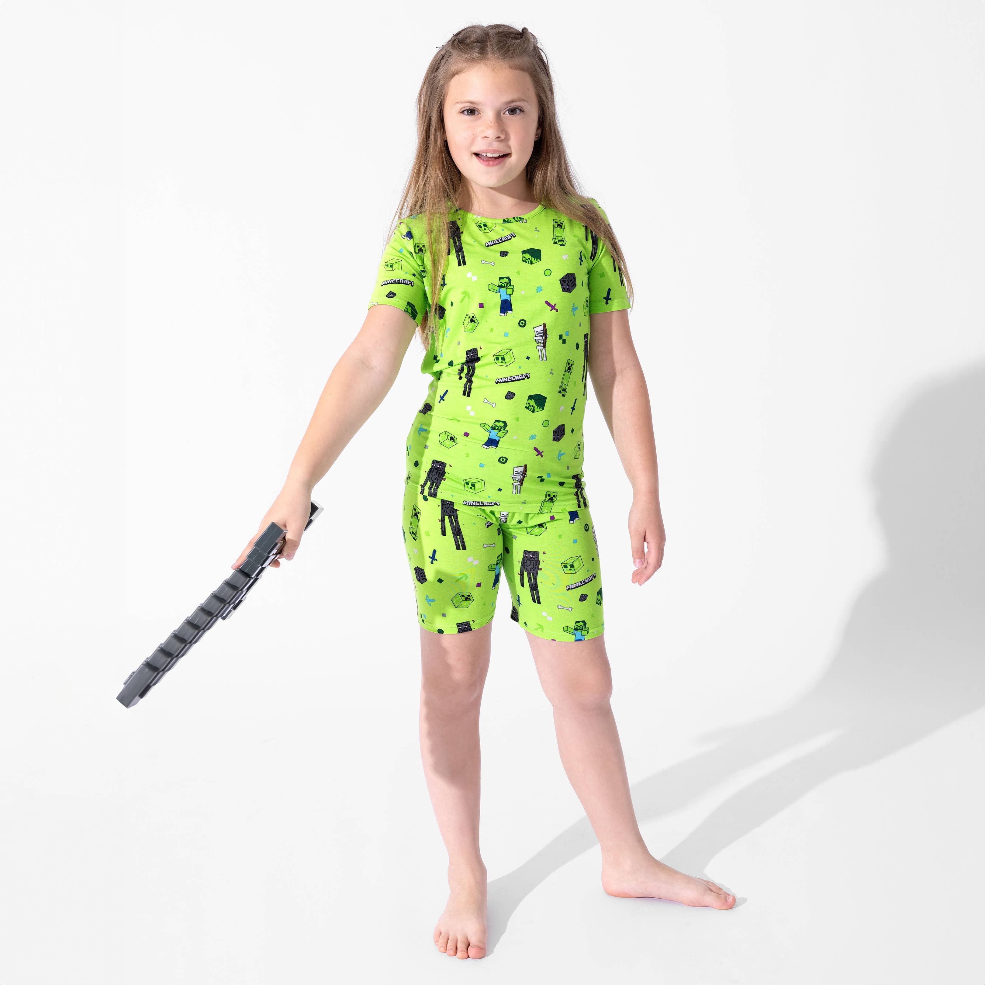 Bamboo Short Sleeve Pajama Set with Shorts - Minecraft Mob Squad - Image 2