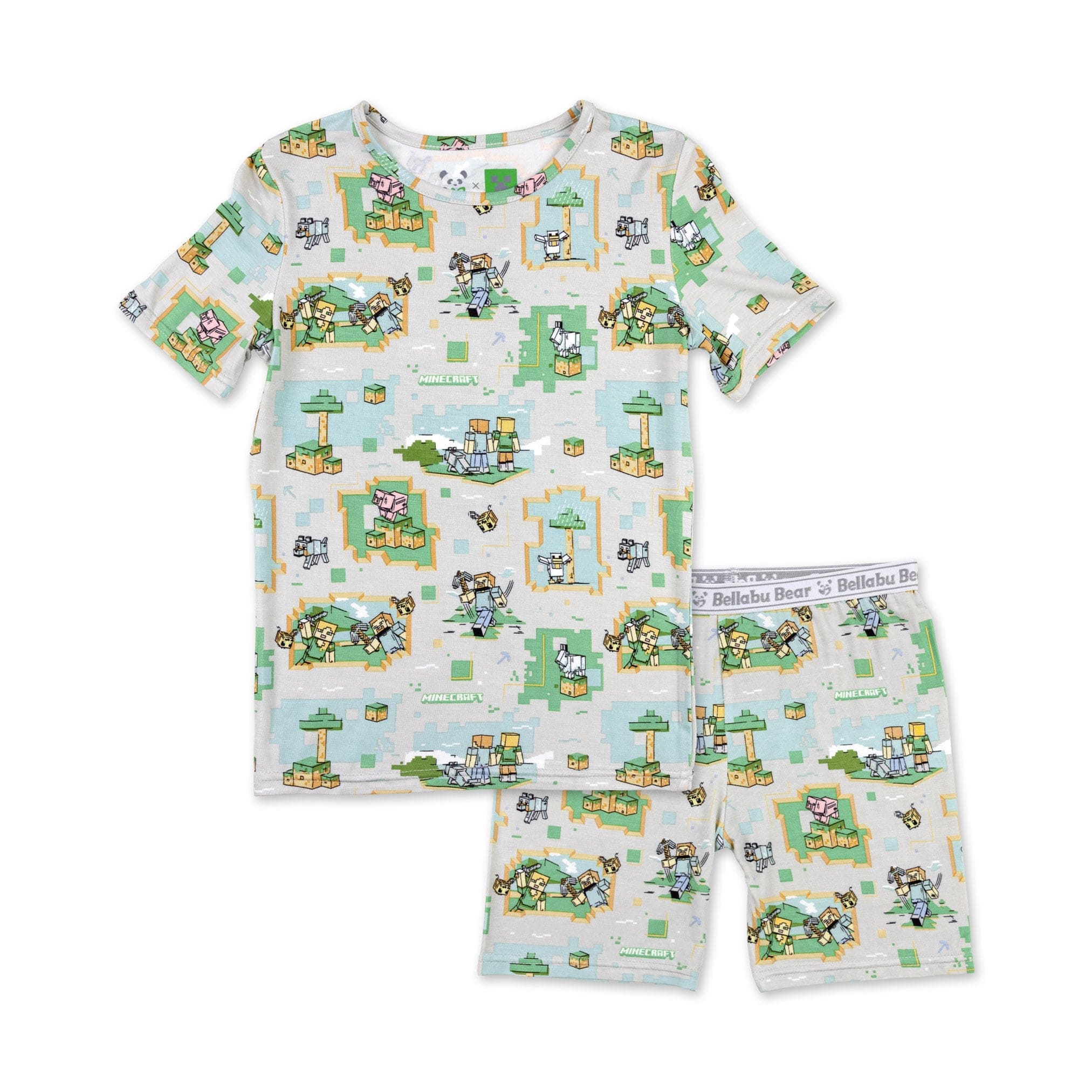 Bamboo Short Sleeve Pajama Set with Shorts - Minecraft Overworld Dreams - Image 3