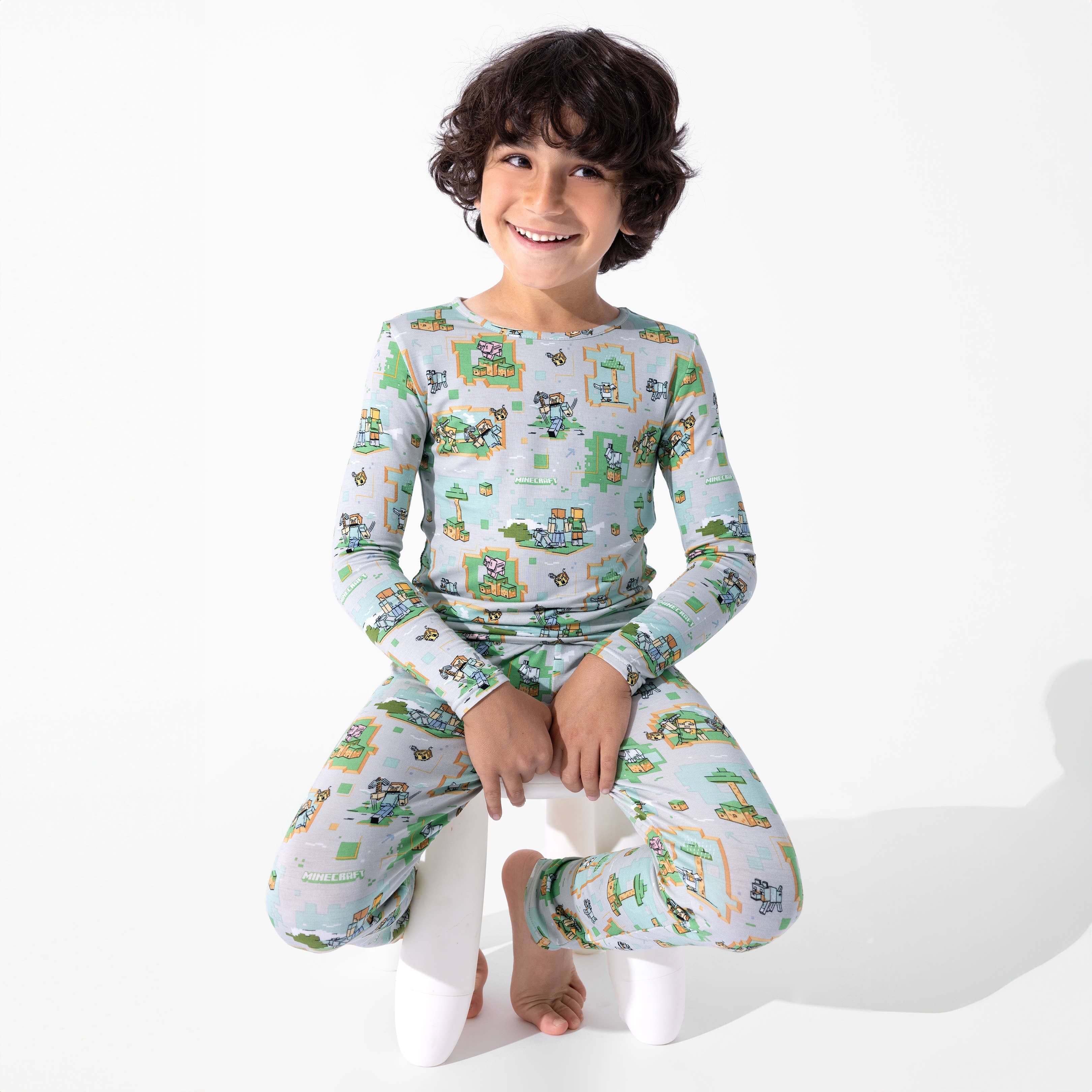Bamboo Long Sleeve Pajama Set - Minecraft Overworld Dreams - Image 2