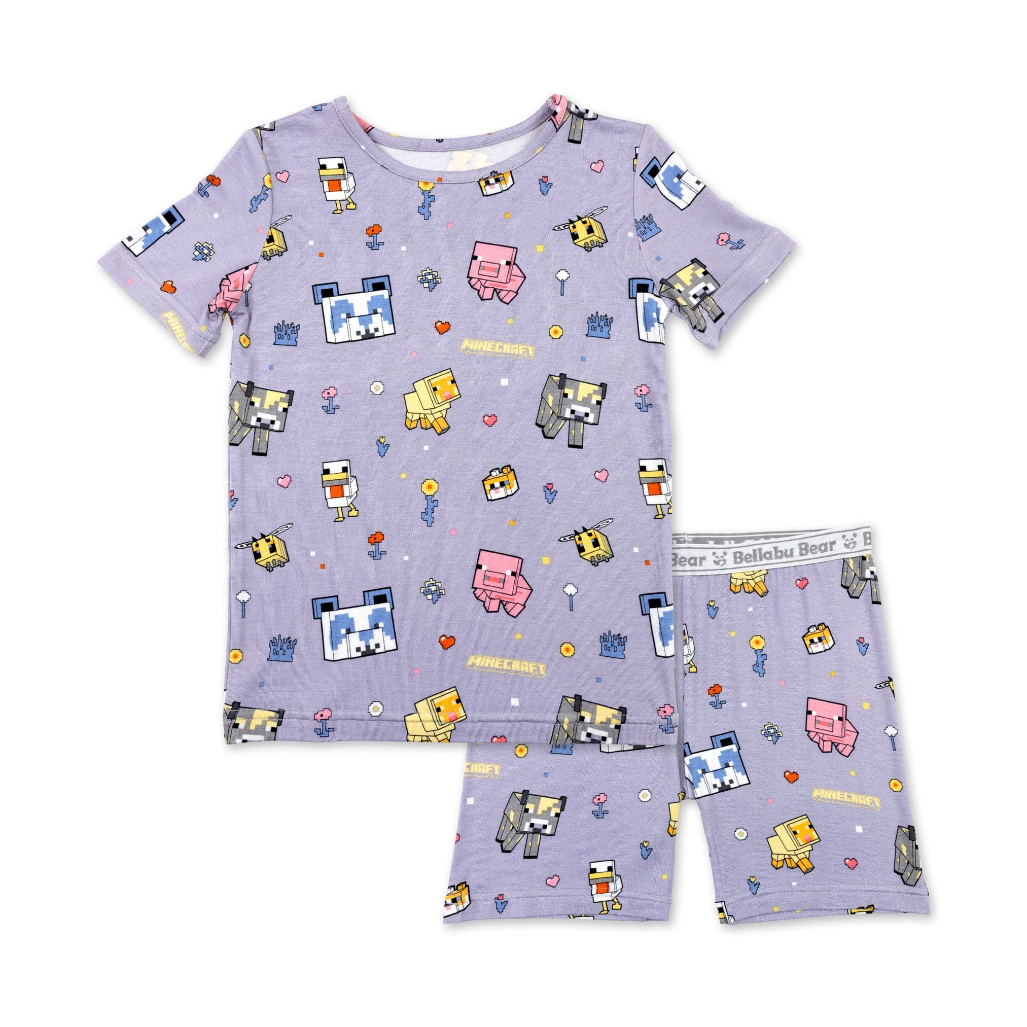 Bamboo Short Sleeve Pajama Set with Shorts - Minecraft Pixel Pals - Image 2