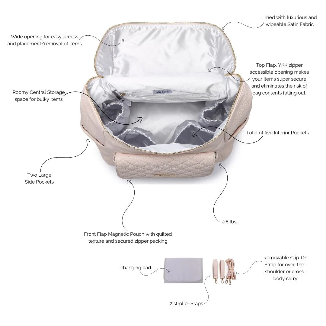 Monaco Diaper Bag - Pastel Pink - Image 3