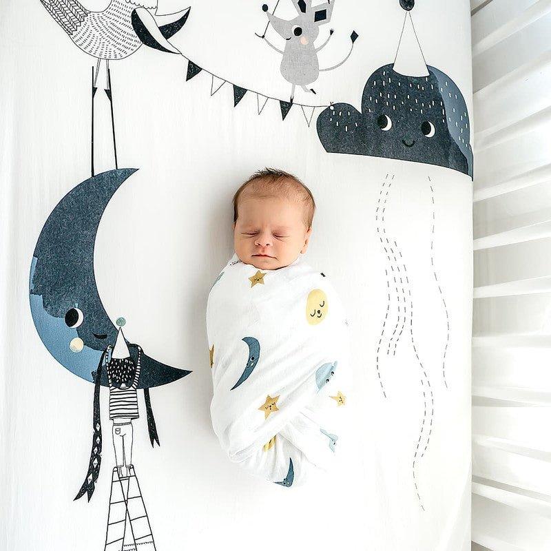 Bamboo Swaddle Blanket, Moon and Stars - Image 4