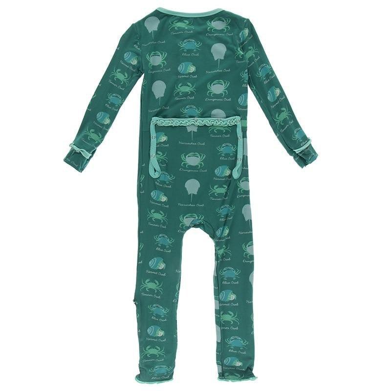 Bamboo Muffin Ruffle Coverall with Zipper - Cedar Crab Types - Image 2