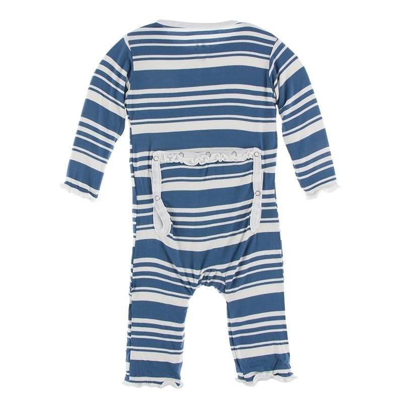 Bamboo Muffin Ruffle Coverall with Zipper - Fishing Stripe - Image 2