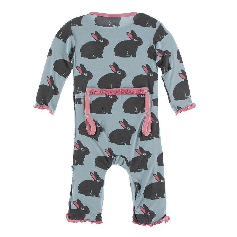 Bamboo Muffin Ruffle Coverall with Zipper - Jade Forest Rabbit - Image 2