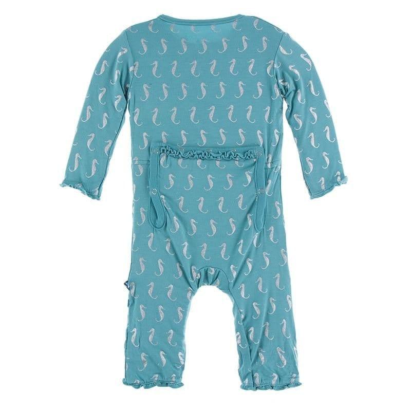 Bamboo Muffin Ruffle Coverall with Zipper - Neptune Mini Seahorses - Image 2