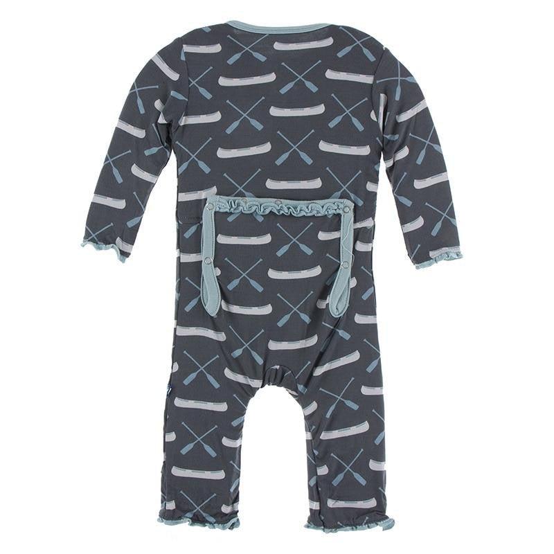 Bamboo Muffin Ruffle Coverall with Zipper - Stone Paddles and Canoe - Image 2