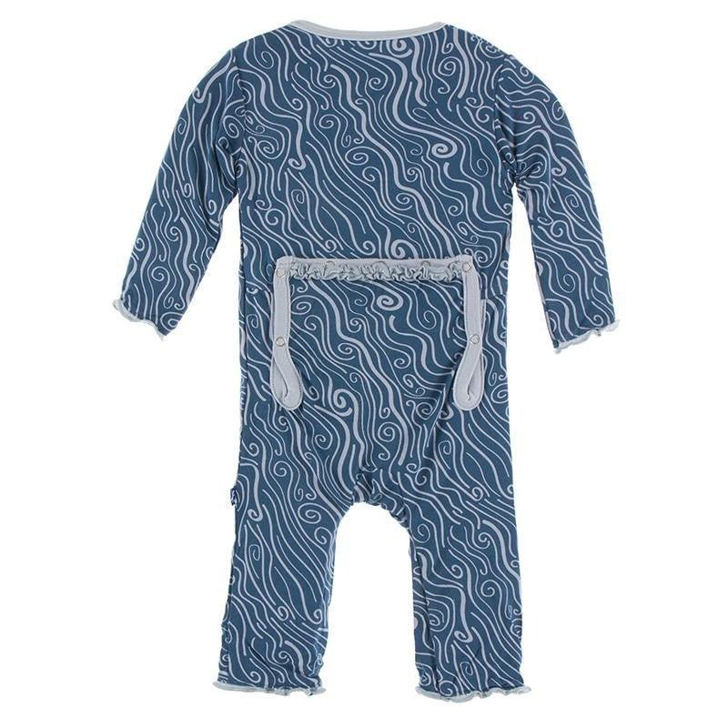 Bamboo Muffin Ruffle Coverall with Zipper - Twilight Whirling River - Image 2