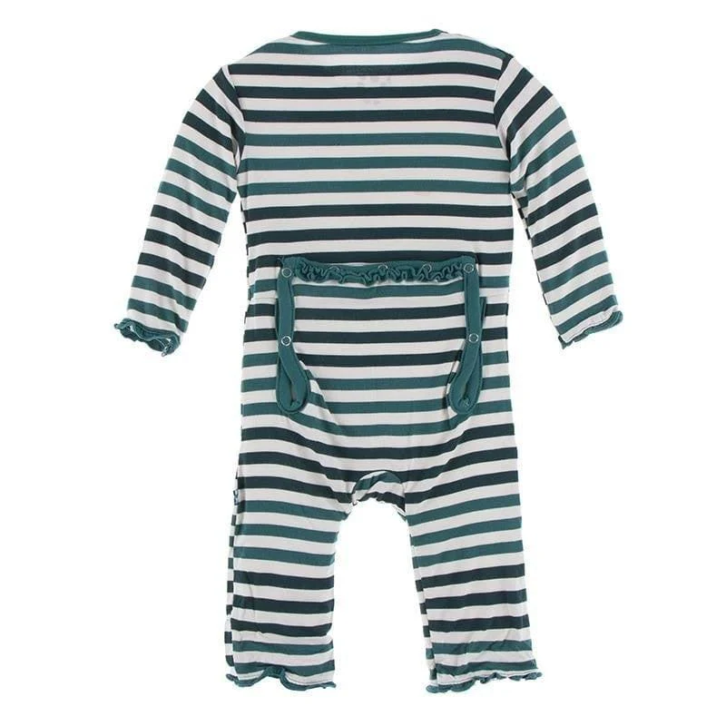 Bamboo Muffin Ruffle Coverall with Zipper - Wildlife Stripe - Image 2