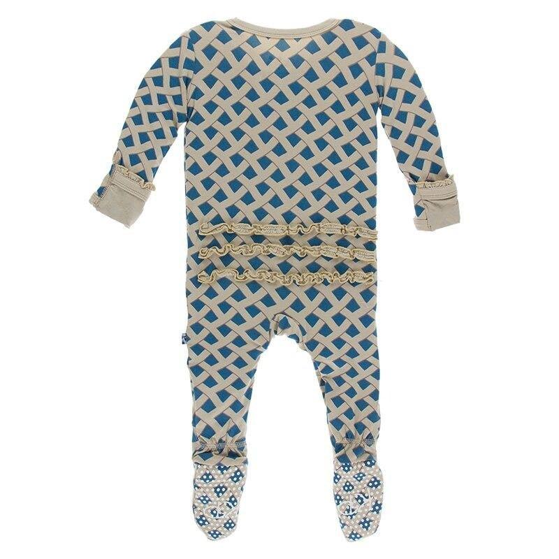 Bamboo Muffin Ruffle Footie with Zipper - Blueberry Pie - Image 2