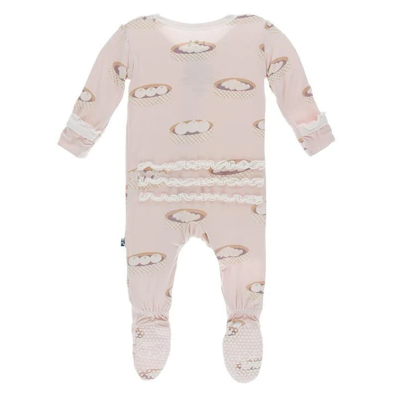 Bamboo Muffin Ruffle Footie with Zipper - Macaroon Dim Sum - Image 2