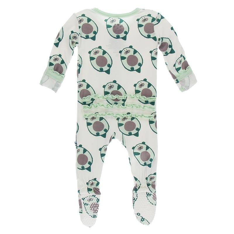 Bamboo Muffin Ruffle Footie with Zipper - Natural Ottercado - Image 2
