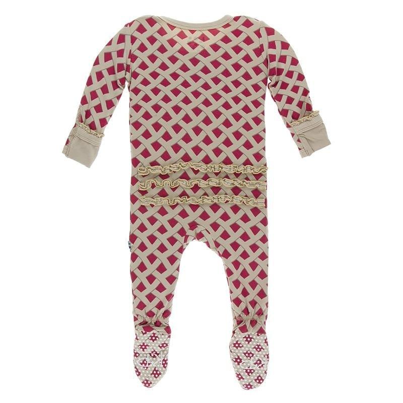 Bamboo Muffin Ruffle Footie with Zipper - Summer Berry Pie - Image 2